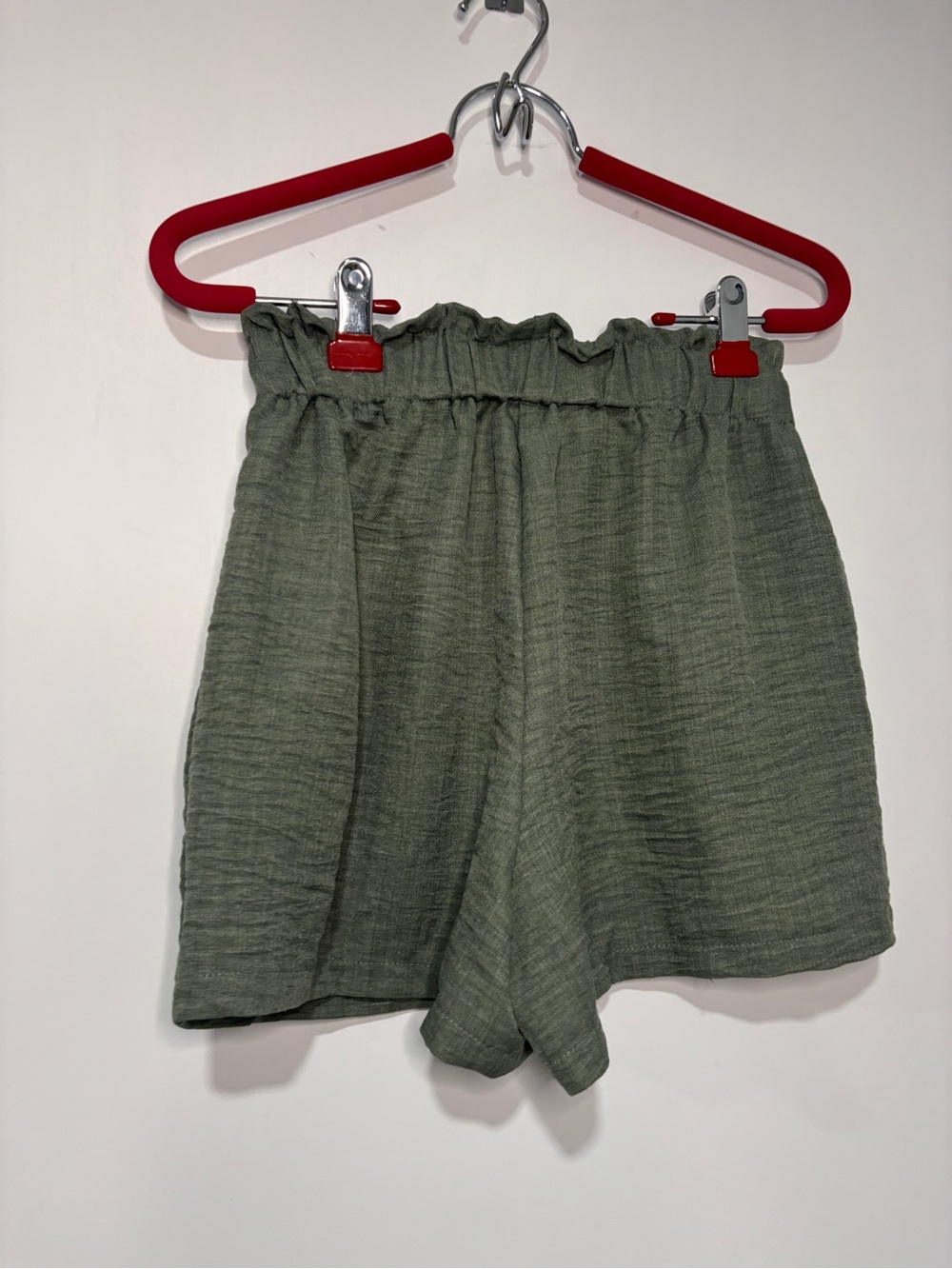 Women’s Olive Green Paperbag Waist Shorts